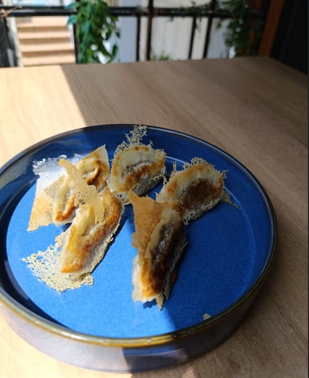 gyozas de langostinos en uno